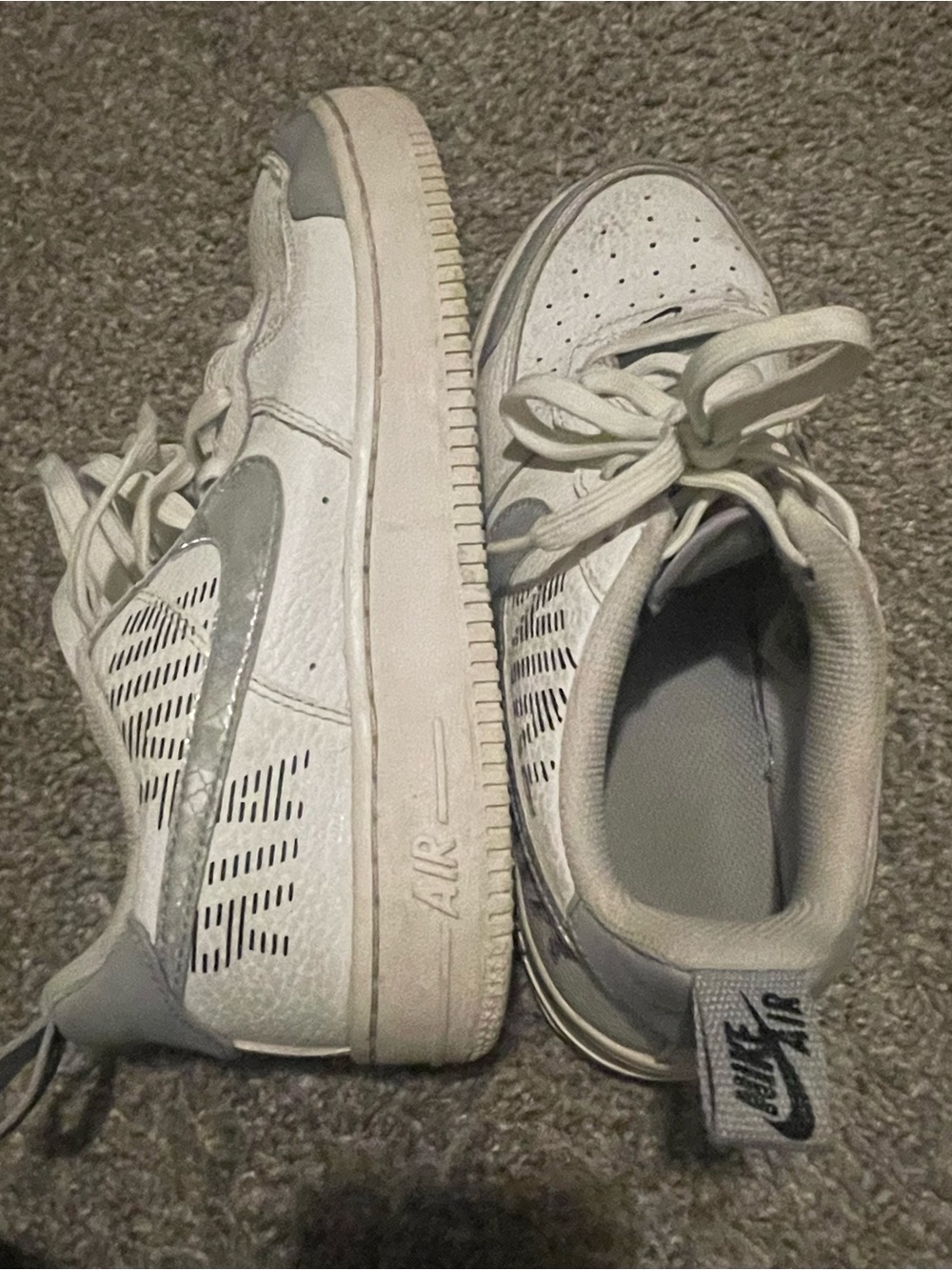 Nike White and Gray Kids Sneakers